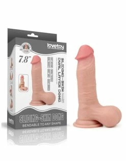 Budget 🎉 LoveToy Sliding Skin Dual Layer 7.8 Inch Dildo 🧨