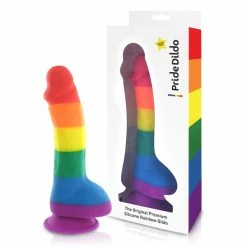 New 👏 Pride Dildo – Silicone Rainbow End Ballsy Dildo 7.8 Inch 👏