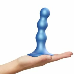 Brand new 🔔 Anal Play Strap-On-Me – Beaded Dildo Plug Metallic Blue Small 🔥