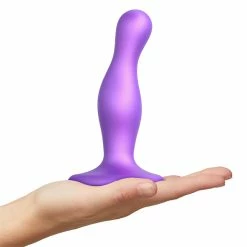 Buy ๐คฉ Prostate Massagers Strap-On-Me โ Curvy Dildo Plug Metallic Purple Large ๐