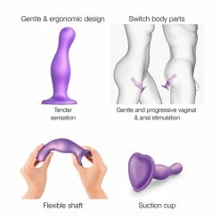 Buy 🥰 Prostate Massagers Strap-On-Me – Curvy Dildo Plug Metallic Purple Medium 🤩 -Suction Cup Dildo Shop unnamed file 1650