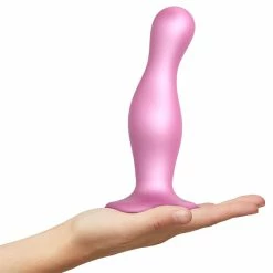 Best Sale ๐ Prostate Massagers Strap-On-Me โ Curvy Dildo Plug Metallic Sugar Pink Medium ๐