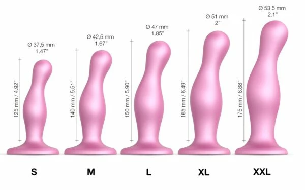 Best Sale 😀 Prostate Massagers Strap-On-Me – Curvy Dildo Plug Metallic Sugar Pink Medium 🛒 7 Best Sale 😀 Prostate Massagers Strap-On-Me – Curvy Dildo Plug Metallic Sugar Pink Medium 🛒 - Image 5