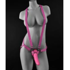Brand new 😍 Best Couples Sex Toys Dillio – 7 Inch Strap On Suspender Harness Set – Pink 🎁